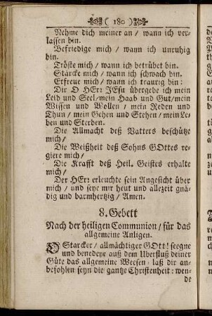 8. Gebett Nach der heiligen Communion/ für das allgemeine Anligen