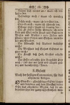 8. Gebett Nach der heiligen Communion/ für das allgemeine Anligen