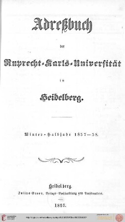 Wintersemester 1857/1858