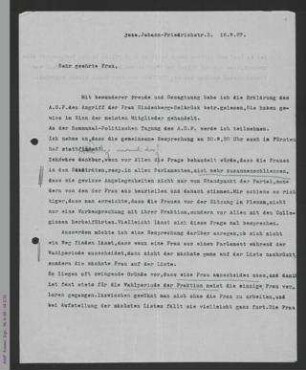 Brief von Grete Unrein