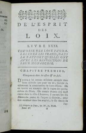Livre XXXI. Theorie Des Loix Féodales Chez Les Francs, Dans Le Rapport Qu'Elles Ont Avec Les Revolutions De Leur Monarchie