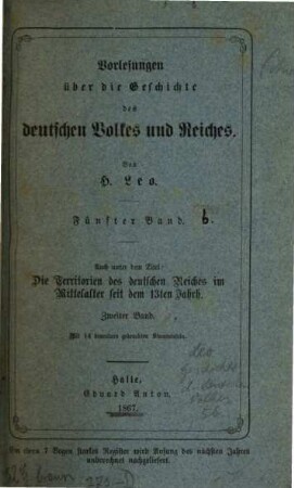 Vorlesungen über die Geschichte des deutschen Volkes und Reiches, 5. Die Territorien des deutschen Reiches im Mittelalter seit dem 13ten Jahrhunderte. 2