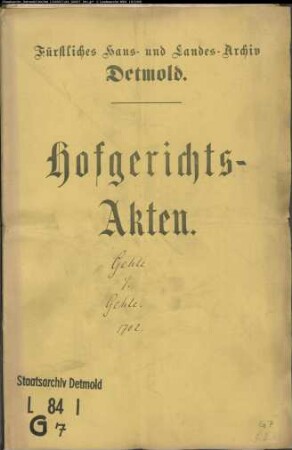 Gehle, Otto Henrichs Witwe, jetzt Joh. Bergers Frau gegen Henrich Gehles, gewesenen Küsters zu Lage Erben - Erbschaft