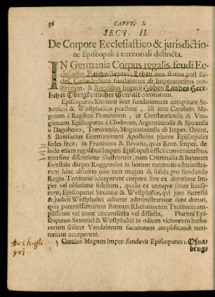 Sect. II. De Corpore Ecclesiastico & jurisdictione Episcopali a territoriali distincta