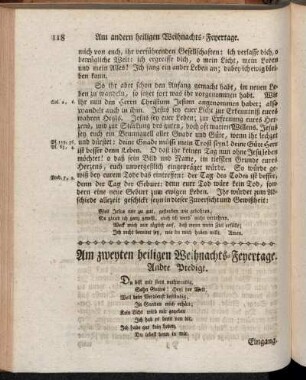 Am zweyten heiligen Weihnachts-Feyertage. Andre Predigt