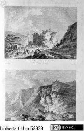 Voyage pittoresque ou description des royaumes de Naples et de Sicile. 4 Bde., 4. Band. 1. und 2. Teil., Tafel 52 (auf Seite 128 folgend unten): Die Montagne di Alimena
