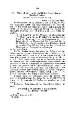 Baulast bei gemeinschaftlichen kirchlichen und Schulgebäuden : [V. Elementarschulwesen]