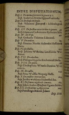 Index Disputationum.
