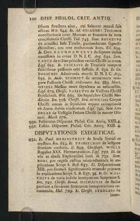 110-136, Disputationes Exegeticae