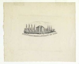 Schützenhaus und Zielhütten. Von Norden. um 1850