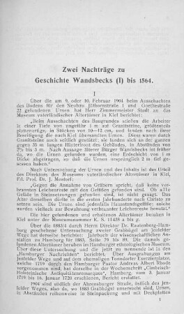 Zwei Nachträge zu Geschichte Wandsbecks (I) bis 1564.