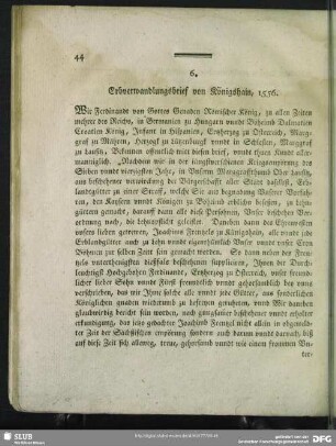 6. Erbverwandlungsbrief von Königshain, 1556