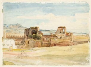 Rom, Blick von der Piazza S. Giovanni in Laterano auf die römische Stadtmauer mit der Porta Asinaria