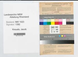 Entnazifizierung Jacob Kreuels , geb. 27.11.1890 (Kriminalsekretaer)