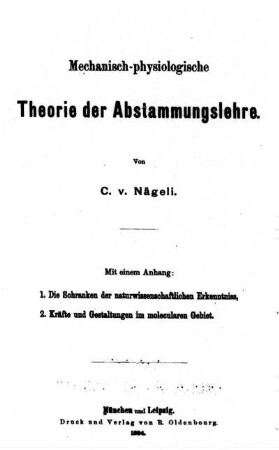 Mechanisch-physiologische Theorie der Abstammungslehre