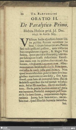 Oratio II. De Paralytico Primo