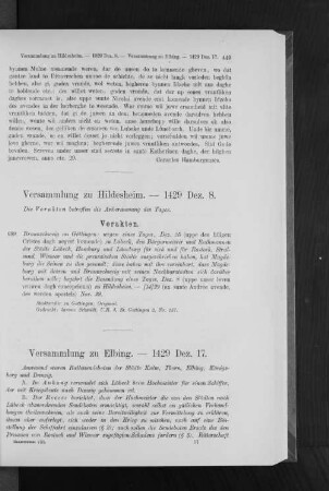 Versammlung zu Elbing. - 1429 Dez. 17.