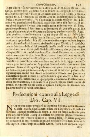 Cap. VI. Persecutioni contro alla Legge di Dio