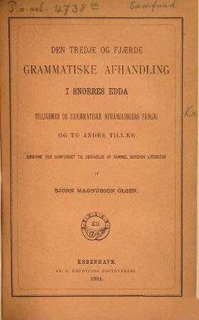 Den tredje og fjaerde grammatiske afhandling i Snorres Edda