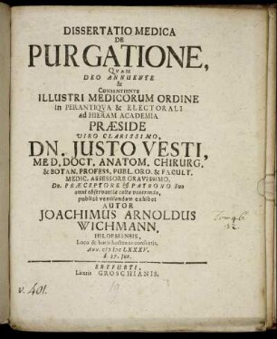 Dissertatio Medica De Purgatione