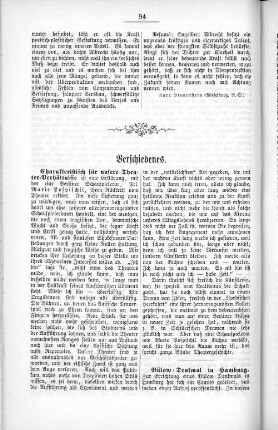 Charakteristisch für unsere Theater-Verhältnisse
