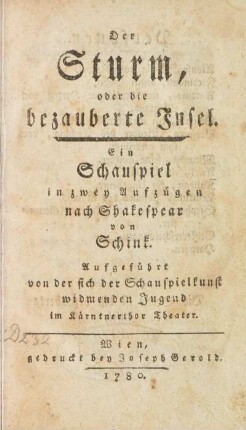 Der Sturm, oder die bezauberte Insel
