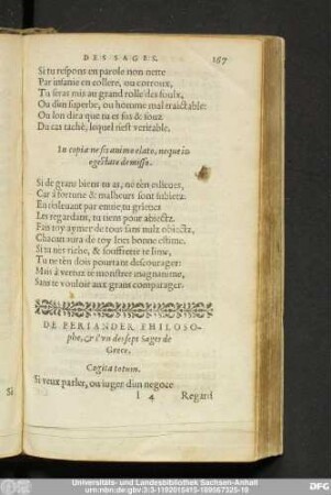 De Periander Philosophe, & l'un des sept Sages de Grece.