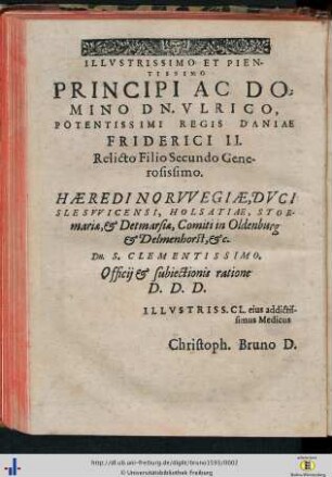 Illustrissimo et pientissimo principi…