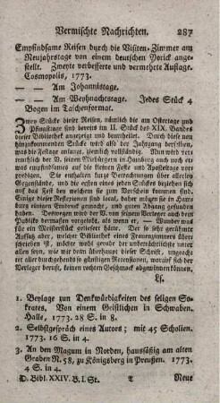 Empfindsame Reisen durch die Visitenzimmer. 2.verb.Aufl. St.3-5.