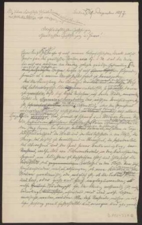Schreiben an Carl Alexander Großherzog von Sachsen-Weimar (Briefentwurf)