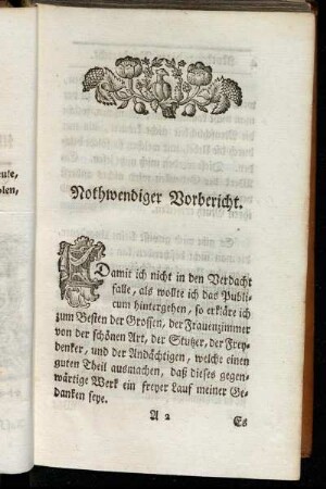 Nothwendiger Vorbericht.