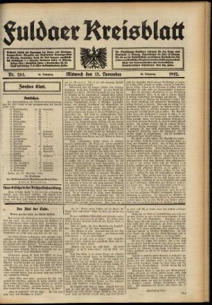 Zweite Ausgabe vom Mittwoch, den 13. November 1912.