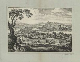 Ansicht von Lyon, Frankreich, Kupferstich, 1650 : Lyon. - [S.l.] , [um 1650?]. - 1 Kunstblatt : Kupferst. ; 35 x 24 cm