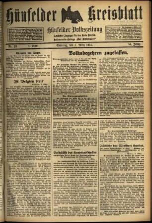 Erste Ausgabe vom Samstag, den 07. März 1931.