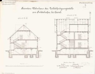 Beamtenwohnhaus der Zollabfertigungsstelle im Hafen, Kassel: Schnitte 1:100