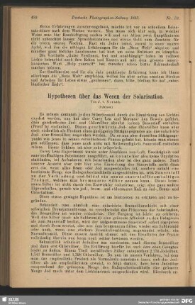 Hypothesen über das Wesen der Solarisation