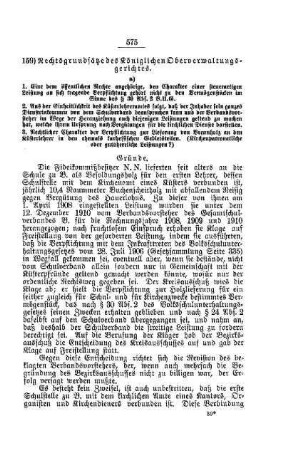 Rechtsgrundsätze des Königlichen Oberverwaltungsgerichtes : [E. Öffentliches Volksschulwesen]