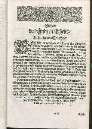Vorrede des Andern Theils/ An den freundlichen Leser.