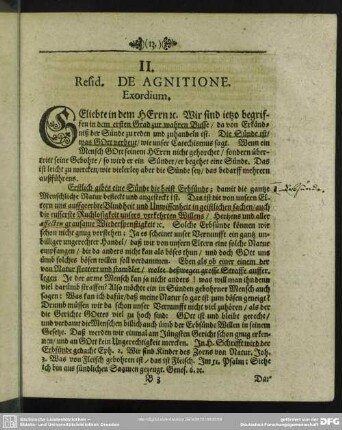 II. Resid. De Agnitione