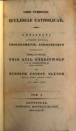 Libri symbolici ecclesiae catholicae, 1
