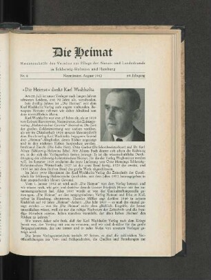 "Die Heimat" dankt Karl Wachholtz