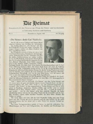 "Die Heimat" dankt Karl Wachholtz