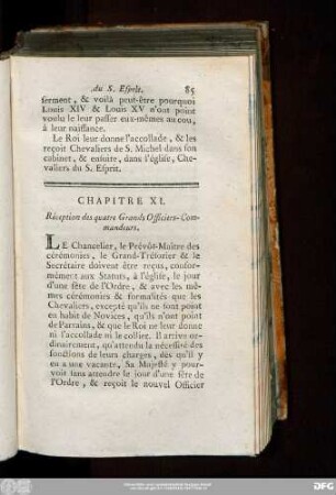 Chapitre XI. Réception des quatre Grands Officiers-Commandeurs.