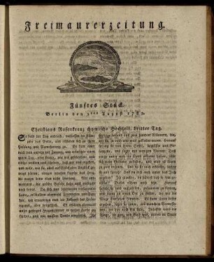 Fünftes Stück. Berlin den 2ten August 1783.