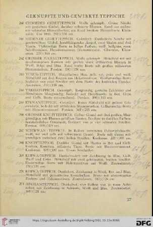 Geknüpfte und Gewirkte Teppiche (Nr. 260-273)