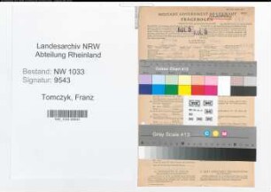 Entnazifizierung Franz Tomczyk , geb. 01.12.1922 (Polizeibeamter)