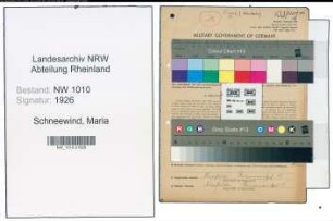 Entnazifizierung Maria Schneewind , geb. 21.09.1891 (Kassierer)