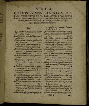 Index Copiosissimus Omnium Rerum, Verborum, Ac Notabilium, Quæ Hisce Decisionibus continentur, [...]