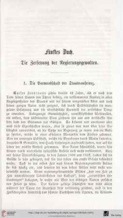 Fünftes Buch: Die Zersetzung der Regierungsgewalten