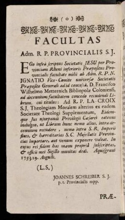 3v-3v, Facultas Adm. R. P. Provincialis S. J.